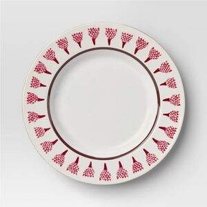 5!!!! THRESHOLD NWT stoneware floral dinner plate -10.75 -white/red